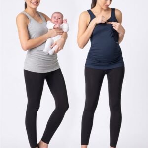 Lot de 2 débardeurs grossesse et allaitement – Gris/Bleu marine