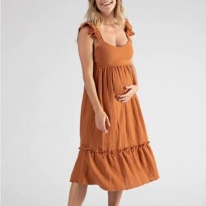 Robe de grossesse et d’allaitement Melody caramel