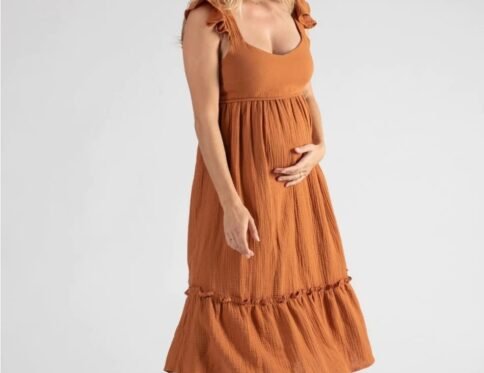 Robe de grossesse et d’allaitement Melody caramel