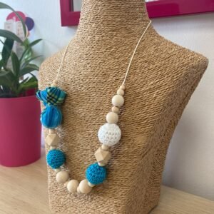 COLLIER D'ALLAITEMENT ET DE PORTAGE BLEU MADRAS