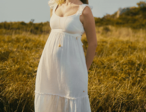 Robe de grossesse et d&rsquo;allaitement MELODY coloris blanc