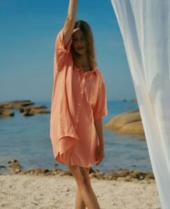 Chemise de nuit de maternité Ice Cream Abribot plage Chemise de nuit de maternité Ice Cream Abricot