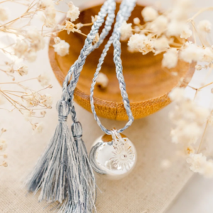 Bola de grossesse Soleil Argent avec cordon de soie