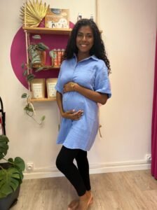 Robe chemise de grossesse et d’allaitement Bertille Bleu + bas 2 Robe chemise de grossesse et d’allaitement Bertille Bleu + bas 2