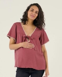 Blouse et chemise d'allaitement Soraya Prune arrière plan