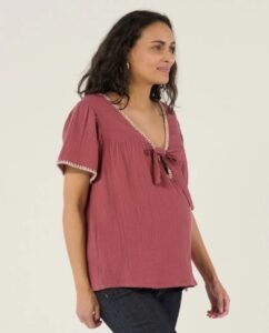 Blouse et chemise d'allaitement Soraya Prune côté
