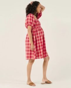 Robe de grossesse et d'allaitement Melissa Framboise côté