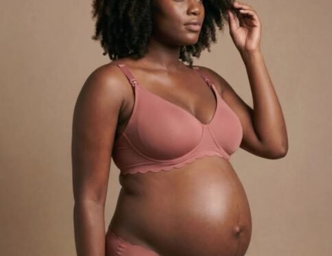 Soutien gorge de maternité et allaitement invisible Skin Vieux Rose côté